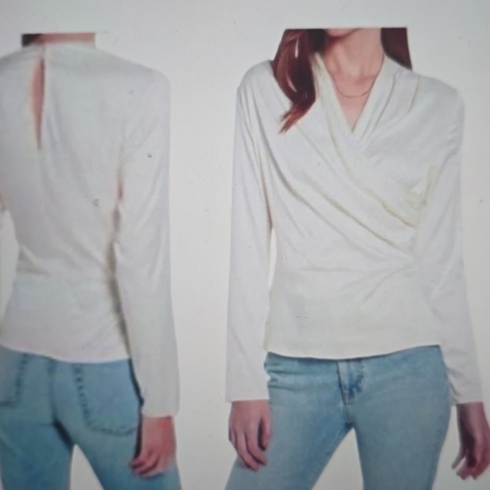 Something Navy Textured White, Wrap Top L